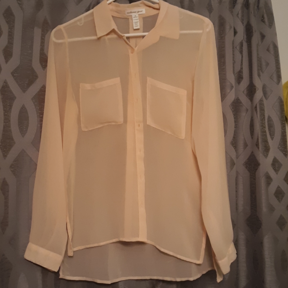 Long sleeve sheer button down